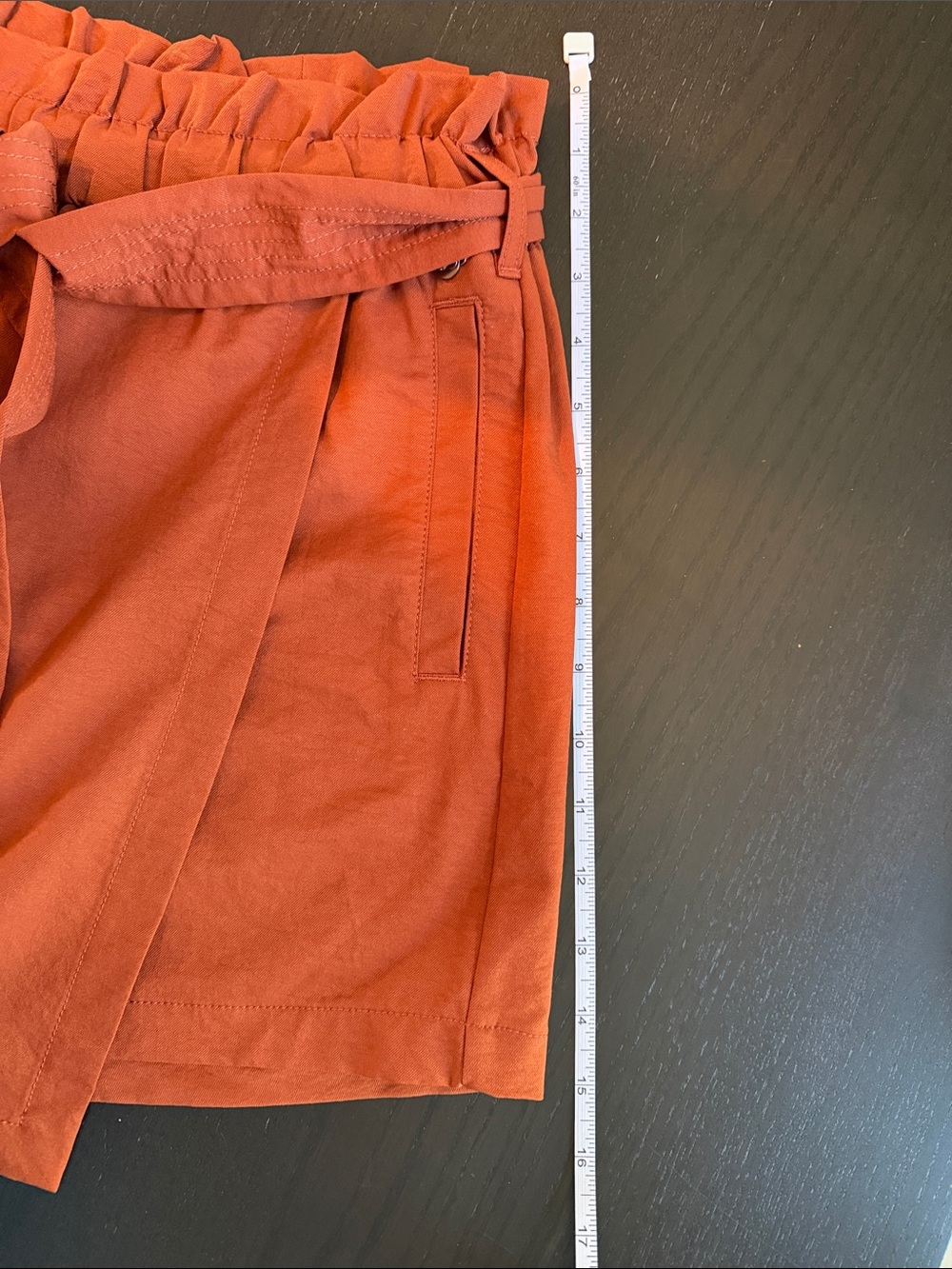 CALIA by Carrie Underwood Rust Paperbag Waist Skort with Self-Tie - Picture 6 of 8